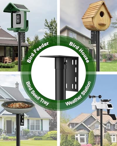 Bird Feeder Pole – 75 Inch Height Bird House Pole with 1-Inch Dia Heavy Duty for Birdfeeders, Feeding Stand with Mount Kit for Outdoor, Slip-Fit Connection, Black - color: Black, size: 75 Inch