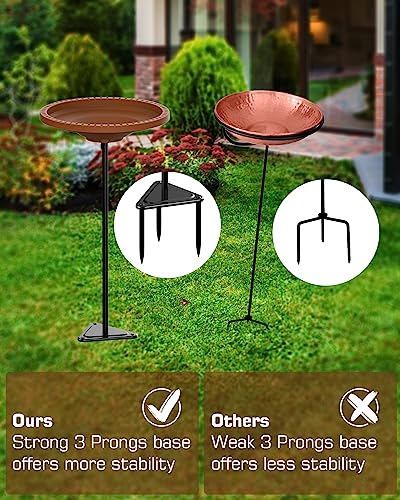 Bird Baths for Outdoors Heavy Duty, 38.5 in Detachable Birdbaths for The Garden Clearance, Bird Bath Bowl Spa & Birdfeeder with Metal Stake Stand for Outdoors Garden, Circle Style (Brown) - color: Brown