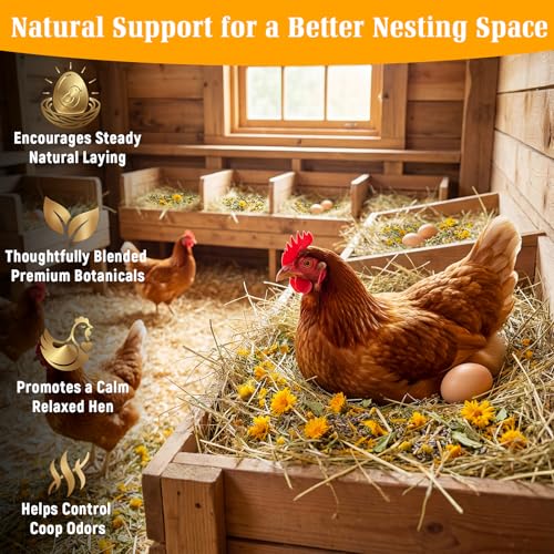 PJT Premium Chicken Nesting Herbs - 8oz Pre-Mixed Blend of 7 Dried Botanicals for Nesting Boxes, Coop & Chicken Dust Bath, Natural Herbal Refresher, Supports Natural Egg Laying - size: 8 Ounce (Pack of 1)