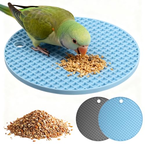 2 PCS Bird Foraging Toys, Soft Bird Slow Feeder Mats, Silicone Bird Foraging Mat, Interactive Foraging Birds Toys for Parakeet, Cockatiel, African Grey, Conure, Budgies
