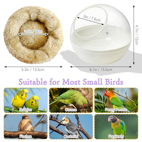 kathson Plastic Bird Nest Chewproof Small Bed with mat Hanging House Hut Bird Cage Breeding Hatching Nest Washable Parakeet Nest for Parrot Budgie Love Bird Canary (White) - color: White