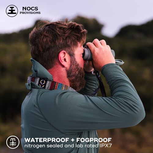 Nocs Provisions Field Issue Compact 10x42 Waterproof Binoculars, Shockproof | Fogproof,10X Magnification, Bak4 Prism, Multi-Coated Lens, Adults & Kids, Hunting, Bird Watching, Hiking & Wildlife Viewing - color: Brick Red, size: 10x42