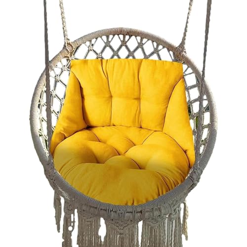 Hammock Chair Cushion, Hanging Basket Egg Chair Cushion Round Seat Thick Nest Back Pillow for Patio Garden Swing Chair Seat Pads (Only Pads) (Yellow) - color: Yellow