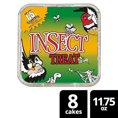 C&S Insect Suet Treat, Suet Cakes for Wild Birds, Pack of 8 | Suet cakes for woodpeckers, made with real insects, use in a suet feeder year-round - style: Insect, 8 Pack