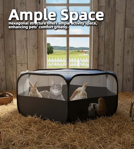 Small Animal Playpen with Mesh Cover & Waterproof Bottom Cat Tent Chicken Brooder Rabbit Guinea Pig Cage Playpen for Small Animals Indoor Outdoor Use - color: Silver Gray