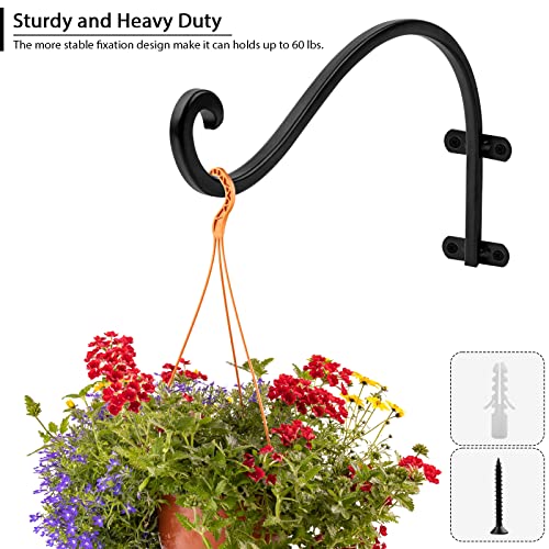12 Inch Plant Hangers Outdoor,6 Pack Heavy Duty Plant Hanger Bracket | Hanging Basket for Plants Outdoor Brackets,80lbs Weight Capacity for Hanging Baskets,Bird Feeders,Lanterns and Wind Chimes - size: 12inch-6pcs