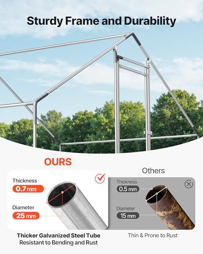 VEVOR Large Metal Chicken Coop, 9.8x13.1x6.5 ft Large Walk in Chicken Runs for Yard with Cover, Hen House Enclosure with Security Lock, Outdoor Duck Rabbit Cage Poultry Pen for Backyard, Farm, Yard - size: 118.6"L x 154.7"W x 78.4"H
