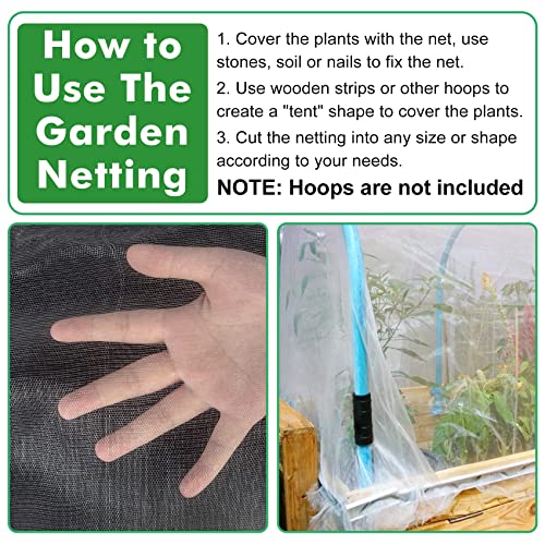 Unves 8x10ft Garden Netting, White Mosquito Net Insect Mesh Bird Netting | Plant Net Barrier Screen Row Cover for Vegetables, Garden Bed Cover Protect Fruit Tree Flowers Crops Grow - size: 8 x 10 Ft x 1 pc