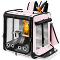 Bird Carrier with Seat Belt for Car Travel, Bird Backpack Carrier with Indestructible Stainless Steel Mesh, Large Bird Carrier Travel Cage, Pink - color: Pink, size: 13.5"L x 10.0"W x 15.5"H