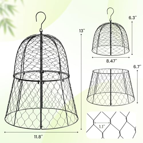 6 Pack Garden Cloche Plant Protectors from Animals, 13" x 11.8" Heavy Duty Chicken Wire Cloche, Adjustable Metal Wire Garden Cloches for Outdoor Plants, Keep Rabbits, Squirrels & Birds Away - size: 13" x 11.8"