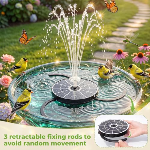 AISITIN 3.7W Solar Bird Bath Fountains with Upgraded 6.3" Glass Panel | Solar Water Fountain Pump with Integrated Bracket & Storage Design for Garden, Pond, Aquarium and Outdoor Use