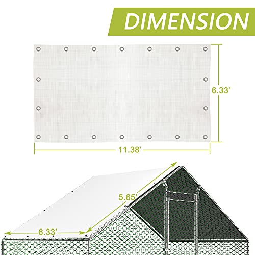Outdoor Metal Chicken Coop Cover with 22 pcs Ball Bungee Cords, for Large Walk-in Chicken Run Pen, Waterproof, Fence Chicken Cages Cover, 11'Lx6.33'W (Only Cover, Frame Not Included) 1 Pack - size: 1 pack