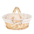 MEIEM Wicker Gift Baskets Empty Oval Willow Woven Picnic Cheap Easter Candy Storage Wine Basket with Handle Egg Gathering Wedding Basket (Natural) - color: Natural, size: Small