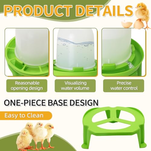 Chicken Feeder and Waterer Set with Legs, Poultry Waterer No Waste | 1.5L Waterer and 1.5kg Feeder leak proof, Baby Chick Starter Kit 3 Chassis Detachable, Handle for Ducks/Quail