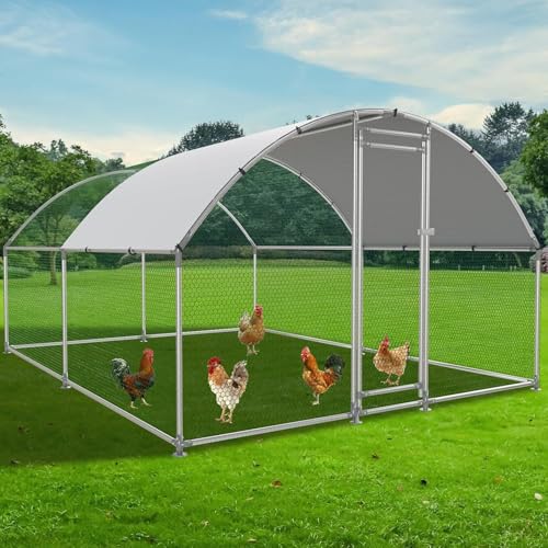 2 Pack Chicken Coop Cover Waterproof, 11.3 * 6.3 FT Chicken Run Cover Coop Tarp, Large Chicken Coop, Duck Coop Tarp Replacement,White (Top Cover Only, Frame Not Included) - size: 11.3x6.3 FT