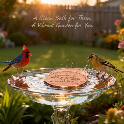 3 Pcs Heated Bird Bath Copper Disks for Outdoor Use | Solar Powered Warmth Disks for Bird Baths Decks Railings Stands Gardens Patios and Winter Outdoor Bird Care