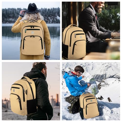 Laptop Backpack,Business Travel Anti Theft Slim College Backpack | Water Resistant Durable Computer Bag Gift for Women & Men Fits 15.6 Inch Laptop and Notebook - Khaki - color: Khaki, size: 15.6 Inch, style: Laptop