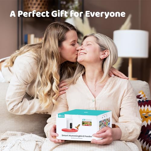 Smart Hummingbird Feeder with Camera, Auto Detect Record Bird Video, Instant Notification, Live View, Solar Powered Hummingbird Feeders for Outdoors Ant Bee Proof, 14oz, Gift for Bird Lovers