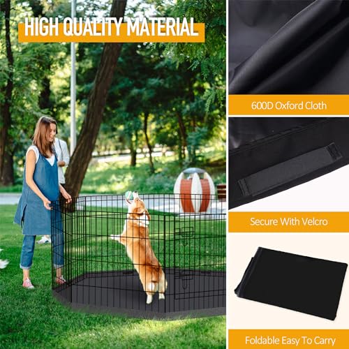Artmalle Dog Playpen Bottom Pad, 8-Panel 24-Inch Octagonal, Washable | Fits most 8-panel, 24-inch-wide octagonal dog pens; raised edges help contain hair, dirt and light spills. Cover only. - style: Bottom pad cover Black