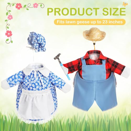 2 Set Porch Goose Outfit Spring Gardener Goose Clothes with Small Flower Pot for 23" Cement Outdoor Patio Yard Decor(Heart) - style: Heart