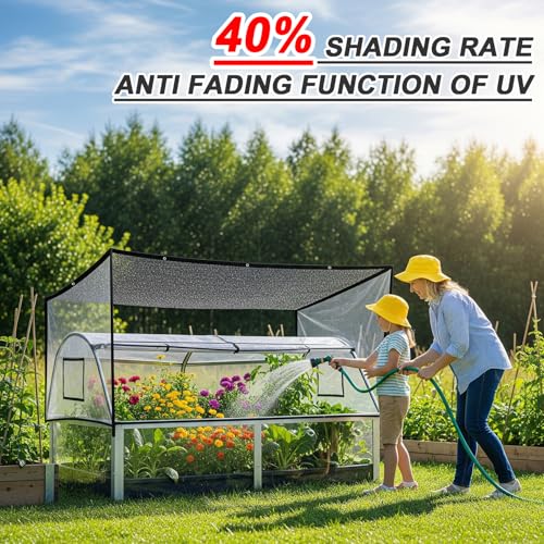 SUNNY GUARD Sun Shade Cloth, 6 x 12 FT Black HDPE Mesh | 35-45% Breathable shade cover creates a cooler space for plants, vegetables, greenhouses, patios, chicken coops, and kennels - color: 40 SHADE-BLACK, size: 6 FT x 12 FT