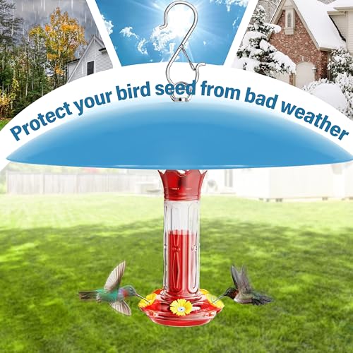 13" Bird Feeder Rain Guard, Hummingbird Feeder Shade Dome Cover, Hanging Baffle for Bird Feeder Pole,Smart Birds Feeder's Umbrella(Translucent Blue), 1 Pack - color: Translucent Blue, size: 13Inch / 1 Pack