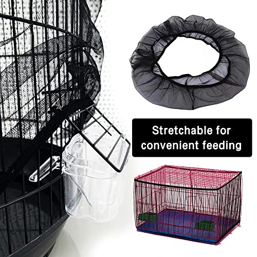 Universal Bird Cage Seed Catcher, Elasticity Airy Gauze Guard Net Cover, Soft Parrot Mesh Skirt Cover, for Round Square Cages (Black, L) - color: black, L