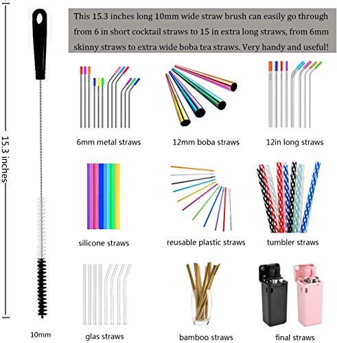 ALINK 8-Pack Bottle Cleaning Brush Set - Long Handle Black Bottle Cleaner for Washing Narrow Wine/Beer Bottles/Thermos/Flask Tumbler/Sport Well/Kettle/Lid Brush, Straw Brush - color: Black