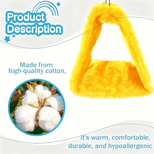 Bird Nest Snuggle Hut Soft Plush Hammock Hanging Cage Tent for Birds Parrot Winter Warm Bed Pet Toy for Hamster Parrot Macaw Budgies Eclectus Parakeet Cockatiels Cockatoo Lovebird (Yellow) - color: Yellow