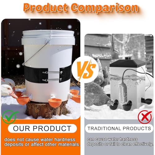 Thermo Bucket Belt Heated Strap Compatible with RentACoop 2-5Gallon Chicken Waterer,Auto-Thermostatic Chicken Water Heating Wrap with 6.6ft Power Cord,Keep Poultry Water from Freezing in Winter