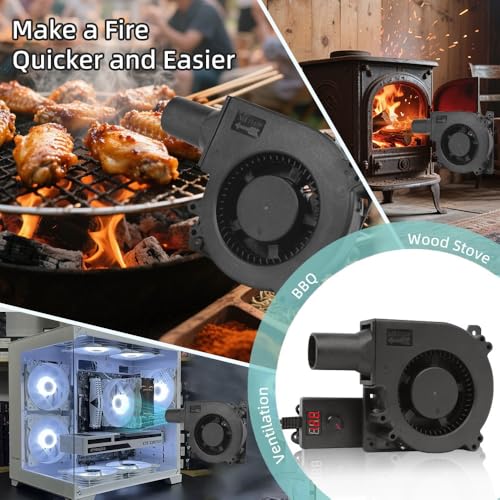 WHTech 120mm x 32mm Blower Fan with LED Voltage Display Speed Controller, 110V AC IP54 Waterproof Squirrel Cage Fan for DIY Cooling Projects, BBQ, Drum Smoker