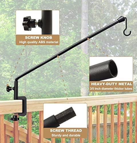 38 Inch Extended Reach Deck Hook Hanger for Railing, Heavy Duty Outdoor Plant Hook Holder for Hanging Bird Feeder Flower Basket Planter or Lanterns, 1 Pack | Heavy Duty Outdoor Plant Hook Holder for Hanging Bird Feeder Flower Basket Planter or Lanterns -