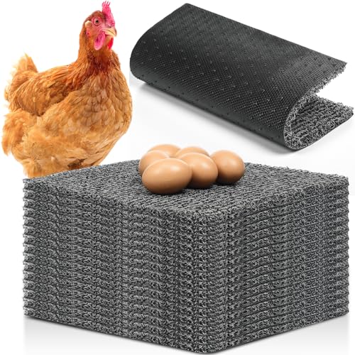 12 Pcs Nesting Pads for Chicken Coop, Washable Plastic Nesting Box Liners 12x12 Inch Reusable Nest Box Pads with 6 Pcs Fake Wooden Eggs Chicken Laying Mats Coop Accessories