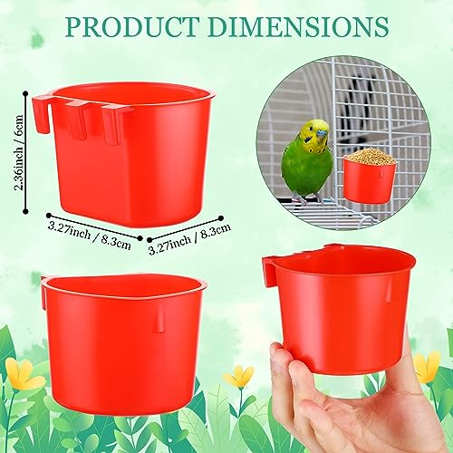 120 Pcs Cage Cups Chicken Feeder Cups 8 oz Plastic Hanging Birds Feeders and Waterers Bowl Feeding Bucket for Pigeon Poultry Parrot Rooster Rabbit Duck Supplies(Red) - color: Red