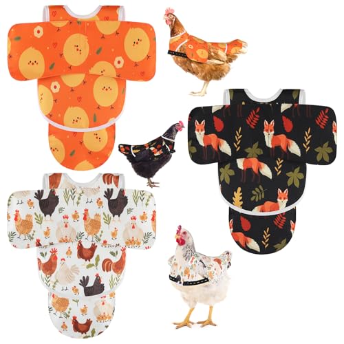 Esmorah Chicken Saddle for Hens, Large Breathable Anti-Pecking Hen Saddle | Chicken Aprons with Extended Shoulders, Wing & Tail Coverage Protection - Adjustable Straps for Feather Regrowth - color: Orange,Black,White