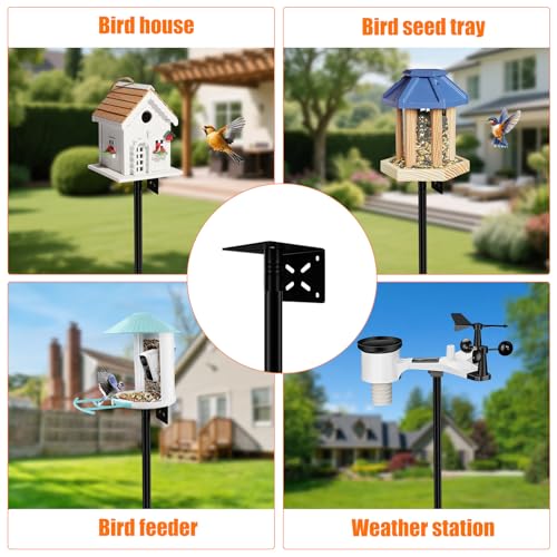 Bird Feeder Pole Stand, 92" Heavy Duty Bird House Pole for Outdoors, 1 Inch Diameter Metal Mounting Post, Universal Multi-Feeder Stand for Smart Bird Feeder, Cameras & Weather Stations