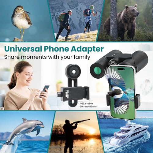 15X45 Professional HD Binoculars for Adults High Powered with Phone Adapter, IPX7 Waterproof Binoculars with Large Eyepiece for Huting Bird Watching Hiking Hunting Cruise Ship - color: Black1