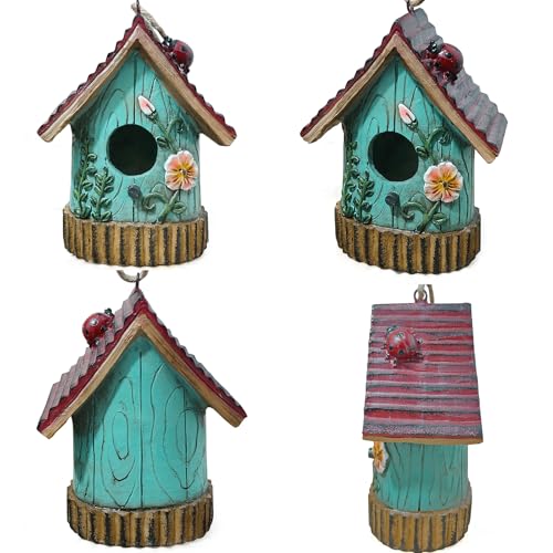2 Pcs Hanging Bird Houses for Outside Bluebird Houses for Outside Swallows Wren Birdhouse Finch Nesting Box Patio Garden Deco