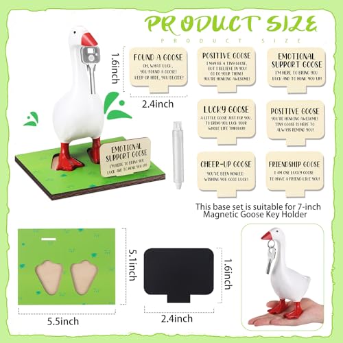 Relaxweex 10 Pcs Magnetic Goose Key Holder Wooden Base with Interchangeable Signs Writable Signs Chalk Accessories for Magnetic Key Holder Cute Resin Statue Decor(Goose Not Included) (Positive) - style: Positive