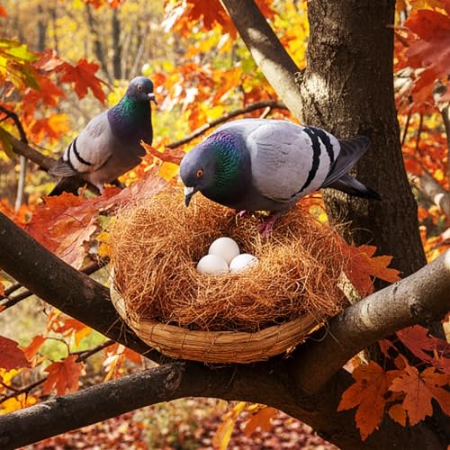 AceOrbit 8 Pcs/4 Set Bird Nest with Coconut Fiber Mats for Dove Hamster | Hand Woven Bird Nest Flat, Small Animal Breeding Bed Hatch House Cage Accessories, Cuckoo Sparrow Rabbits Chinchillas Hamster