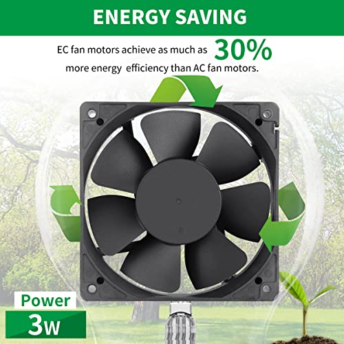 120mm EC Cooling Fan, 110V-240V AC Ball Bearing | Brushless motor, 25mm slim profile, AC plug. Ideal for DIY mini boxes, electronics cabinet exhaust, plant ventilation - style: 120mm x 25mm