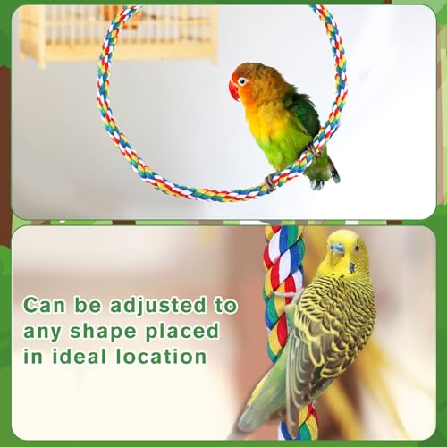 Gemscream 2-Piece Bird Rope Perch and Swing, 94.5'' and 47'' Spiral Bird Ladder for Cockatiels, Parrot Swing Climbing Toys with Bell