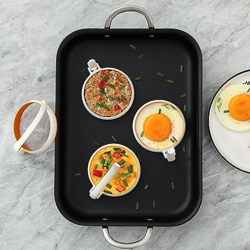 Silicone Fried Egg Cooker Rings Set,Nonstick,Easy to Use&Clean, 4-pack, Round Egg Mold for Cooking Pancake,Breakfast Sandwich, fit McMuffin Biscuit,Griddle Egg Ring for Frying Eggs