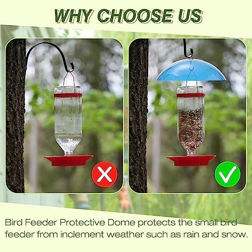 2 Pcs 10 Inch Squirrel Baffles Plastic Bird Feeders Protective Cover Dome Rain Proof with Hooks for Hanging Bird Seed Covers Rain Guards(Clear, Blue) - color: Clear, Blue