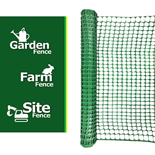 Ashman Plastic Mesh Fence, 4'x50' Feet, 1 Roll, Green, Construction Barrier Netting, Garden Fencing, Fences Wrap, Above Ground, for Snow, Poultry, Chicken, Deer, Patio, Garden Netting, Green 50FT. - color: Green, size: 50 FT