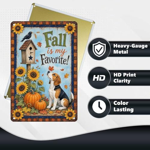 Fall Is My Favorite Beagle Dog Birdhouse Tin Sign Autumn Sunflower Wall Art for Living Room Bedroom Kitchen Porch Entryway and Farmhouse Home Decor 12 * 8In - color: Vintage Thanksgiving Tin Sign 12, size: 20X30cm(12*8in)