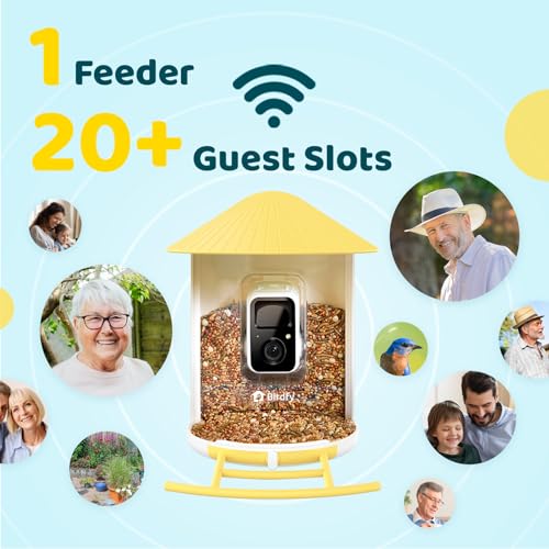 NETVUE by Birdfy Pro Smart Bird Feeder with Camera Solar Panel, Instant Arrival Alerts, Live Stream & Night Vision for Outdoors & Backyard Hummingbird, Cardinalis & Oriole Watching, Ideal Gifts,Yellow - color: Yellow, style: Pro