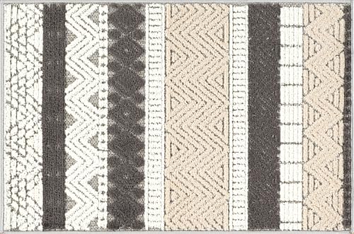 Rugshop Marbella Indoor/Outdoor Boho Accent Area Rug Gray 2' x 3' | Rectangular, Size 2' x 3', Patio, Deck, Porch, Balcony, Backyard, Garden, Poolside, Sunroom, Outdoor Living, Weatherproof - color: Grey, size: 2' x 3' (Rectangular)
