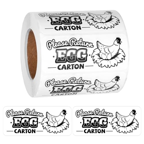 500pcs Chicken Egg Carton Labels Stickers, Rectangular Please Return Egg Carton Sticker Farm Fresh Egg Carton Labels Egg Packaging Stickers for Box Container Carton Farm Supplies