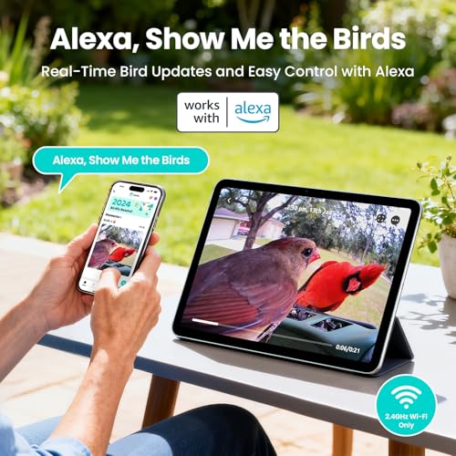 2 Smart Bird Feeder with Camera, Dual-Lens (2K+1080P) Camera for Live Streaming & Close-Up Photos, AI Identifies Bird Species, Solar-Powered Backyard Birdwatching Gift